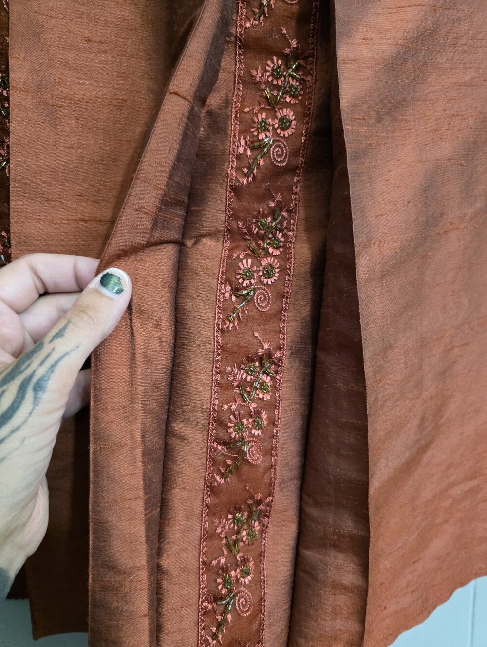 S. Oliver Women Rust Orange Crafted Silk Knee Length Skirt Size 38 - Picture 4 of 10